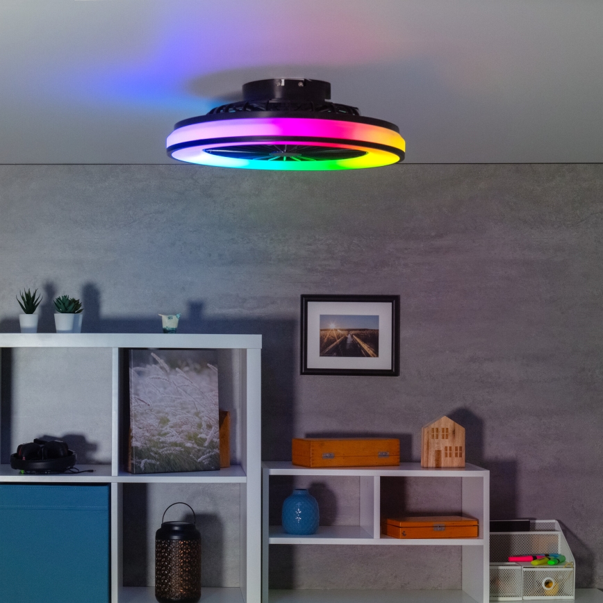 LED RGBW Dimbare plafondlamp met ventilator PLAVE LED/48W/230V 3000/4000/6500K + afstandsbediening