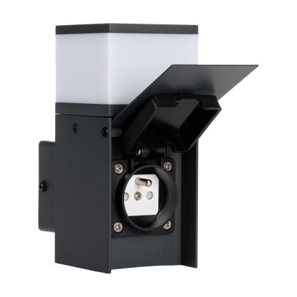Applique murale extérieure avec prise DASTEN 1xG9/11W/230V IP44 noir