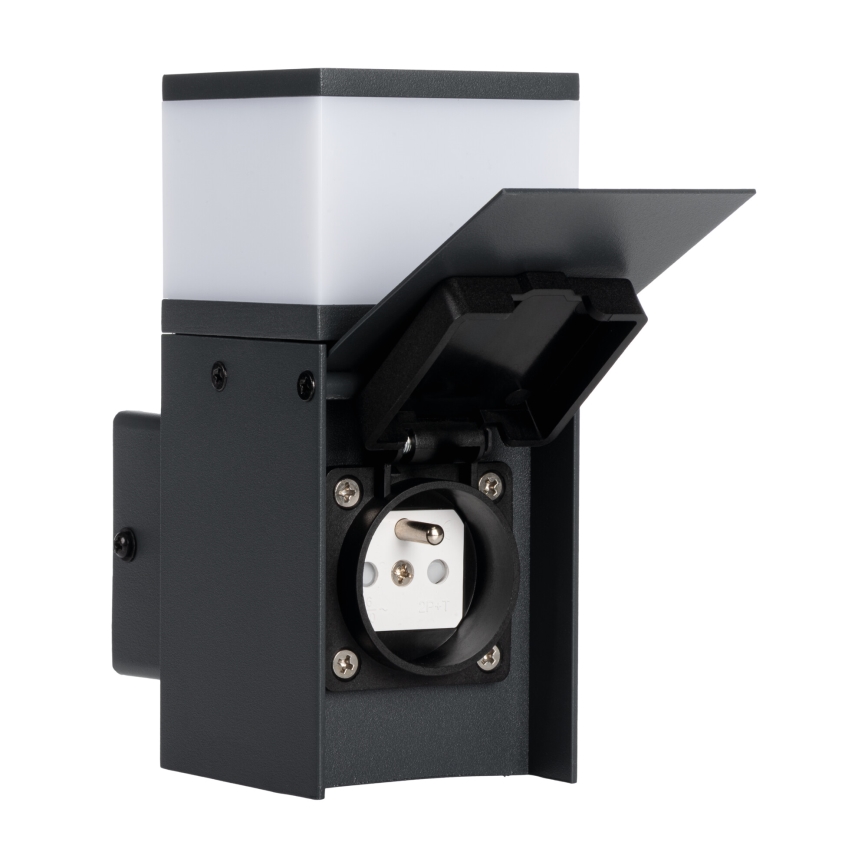 Applique murale extérieure avec prise DASTEN 1xG9/11W/230V IP44 noir