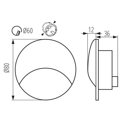 LED-traparmatuur EXIN LED/2,5W/230V 3000K IP65 zwart rond