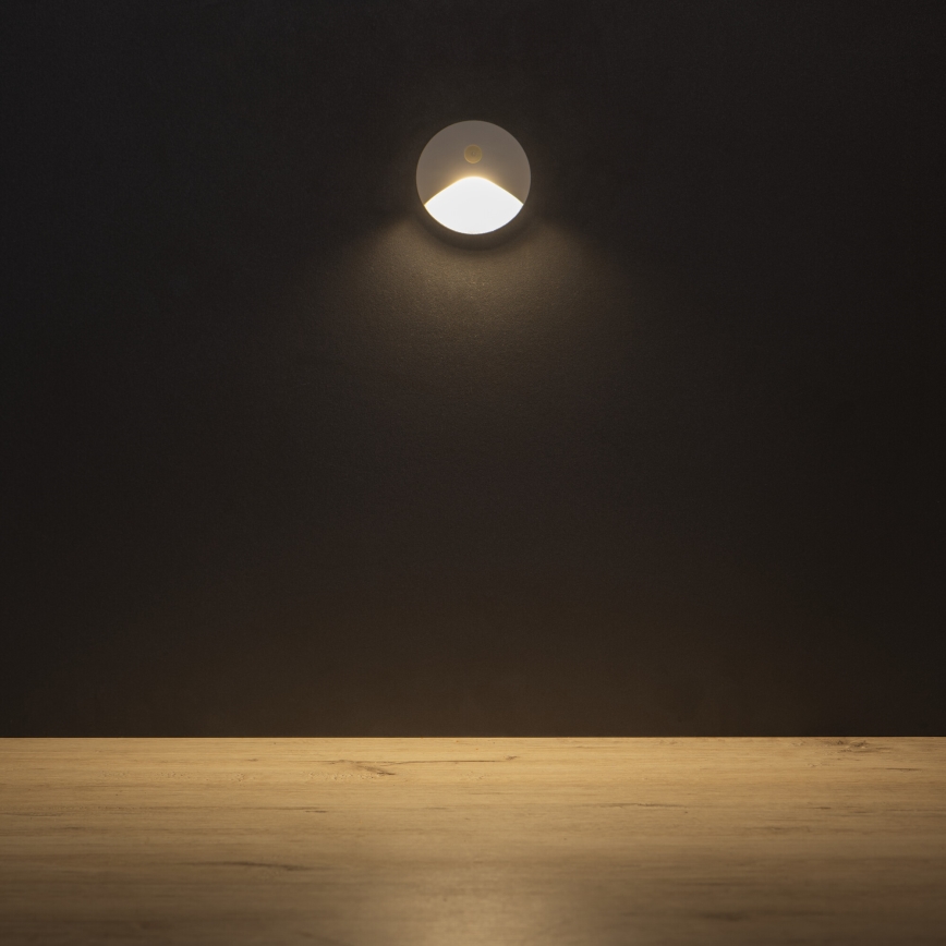 LED-traplamp met bewegings- en schemersensor EXIN LED/2,5W/230V 3000K IP65 wit rond