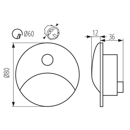 Luminaire LED pour escalier avec détecteur de mouvement et détecteur crépusculaire EXIN LED/2,5W/230V 3000K IP65 anthracite rond