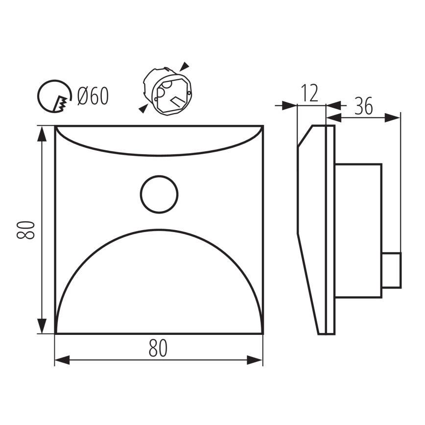 LED-traparmatuur met bewegings- en schemersensor EXIN LED/2,5W/230V 3000K IP65 zwart vierkant