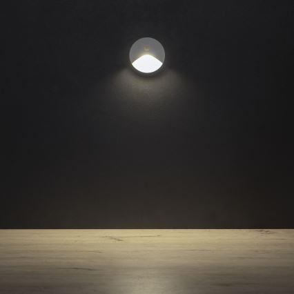 Luminaire LED pour escalier EXIN avec détecteur de mouvement et capteur crépusculaire, LED 2,5 W, 230 V, 4000 K, IP65, blanc, rond