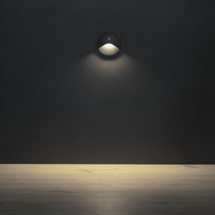 Luminaire LED pour escalier avec détecteur de mouvement et capteur crépusculaire EXIN LED/2,5W/230V 4000K IP65 anthracite rond