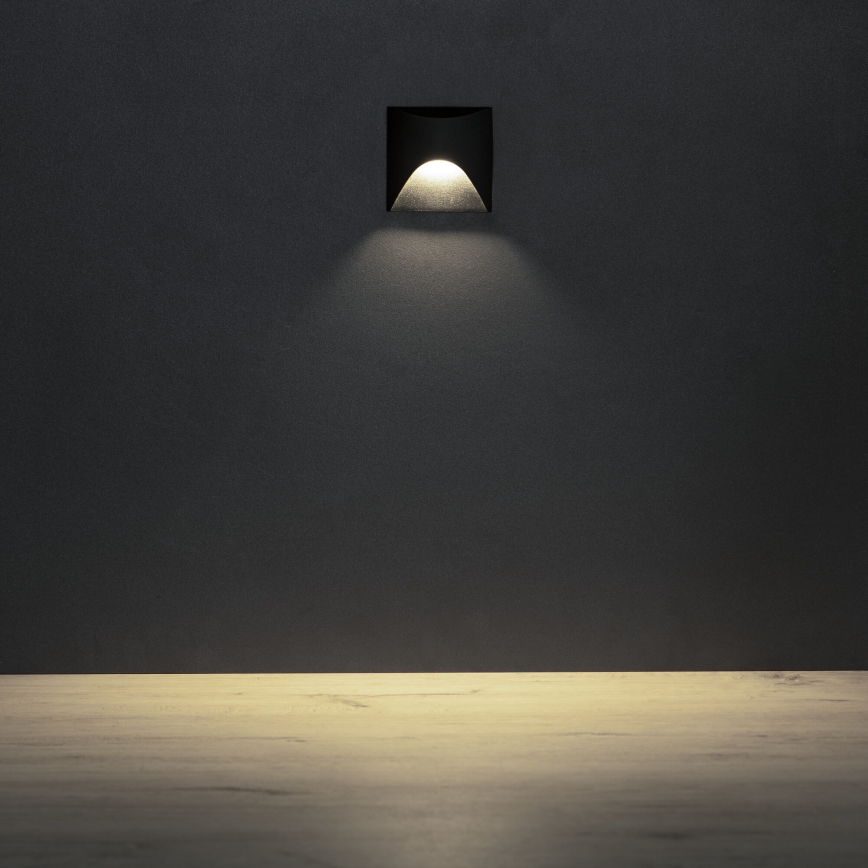 LED traparmatuur EXIN LED/2,5W/230V 4000K IP65 zwart vierkant