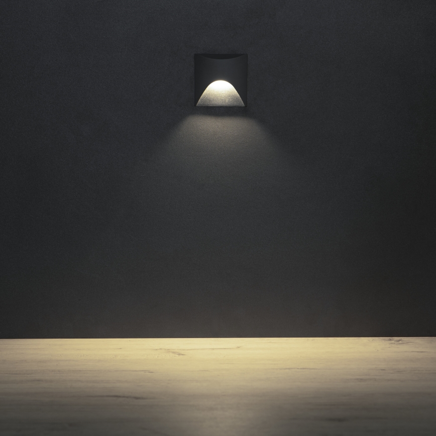 LED-traparmatuur EXIN LED/2,5W/230V 4000K IP65 antraciet vierkant