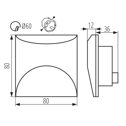 LED-traparmatuur EXIN LED/2,5W/230V 4000K IP65 antraciet vierkant