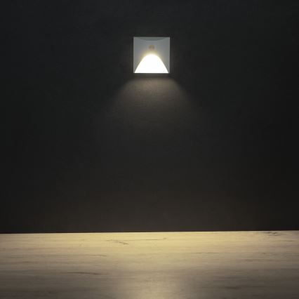 Luminaire LED pour escalier EXIN avec détecteur de mouvement et capteur crépusculaire LED/2,5W/230V 4000K IP65 blanc carré