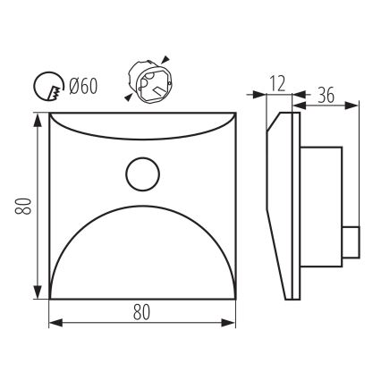 LED-traparmatuur met bewegings- en schemersensor EXIN LED/2,5W/230V 4000K IP65 zwart, vierkant