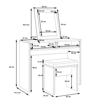 Kaptafel ERO + kruk bruin/zwart
