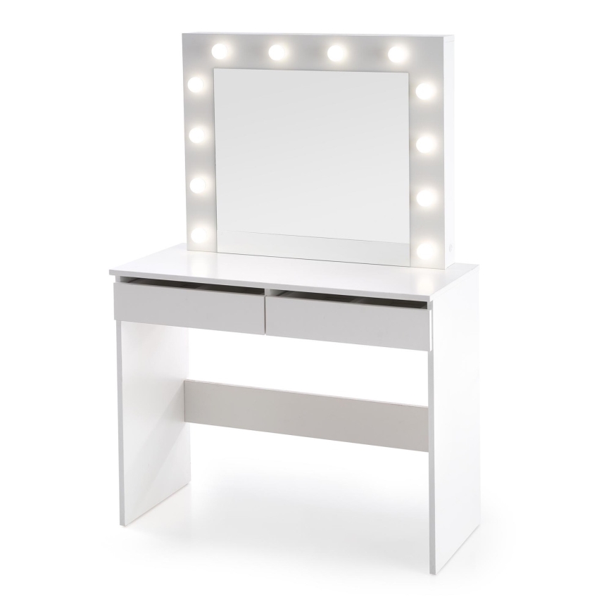 Kaptafel HOLLYWOOD met LED-verlichting 140x94 cm, wit