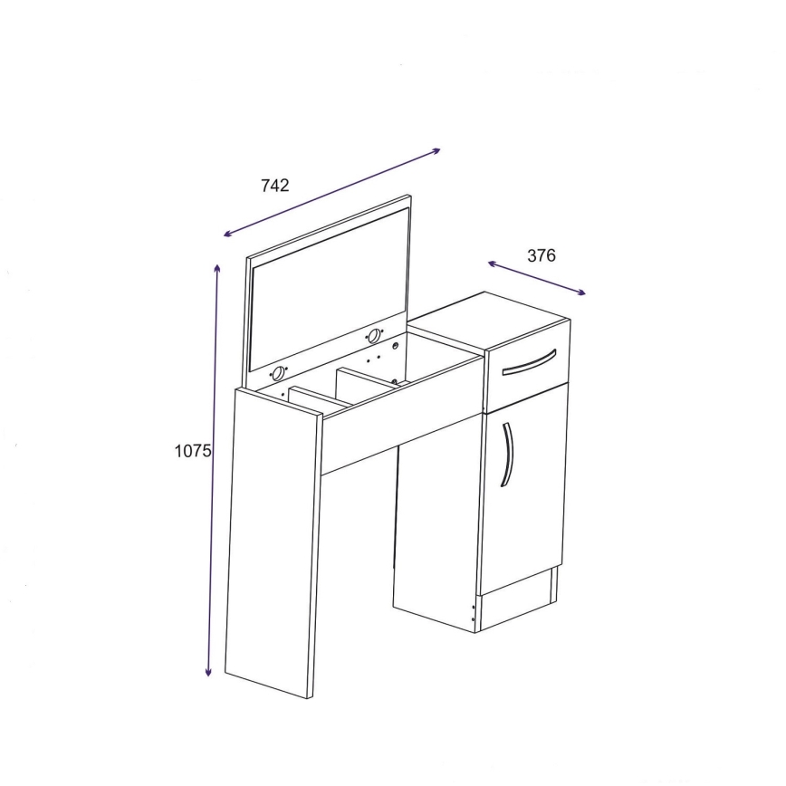 Kaptafel INCI 108,8x74,2 cm wit