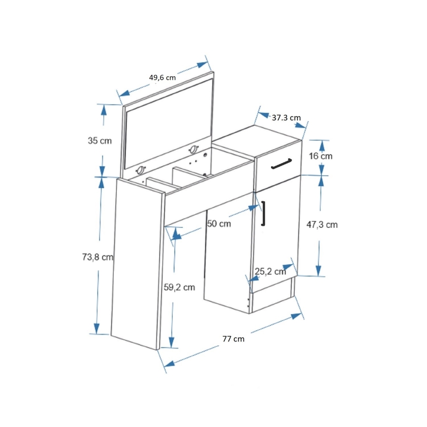 Kaptafel INCI 108,8x77 cm grenen atlantic/wit