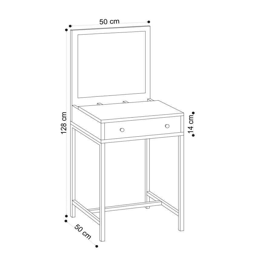 Kaptafel MARY 128x50 cm bruin/zwart