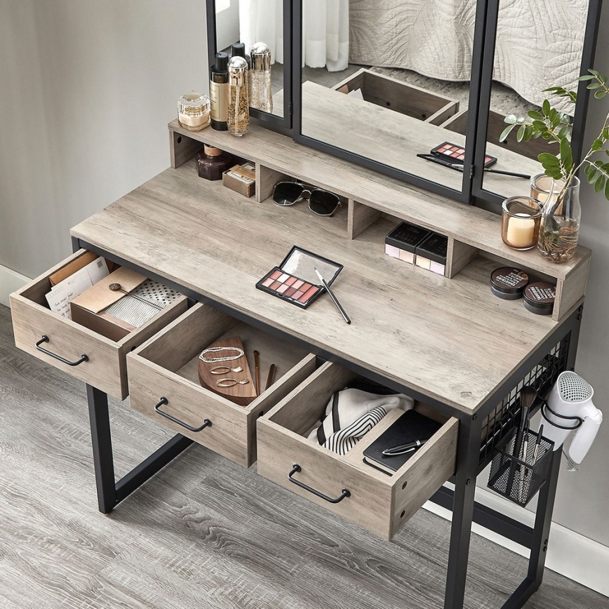 Kaptafel met kruk 28,6x42 cm FLORA grijs/zwart