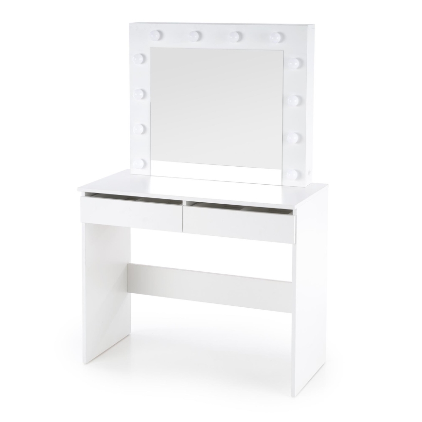 Kaptafel met LED-verlichting HOLLYWOOD 140x94 cm wit