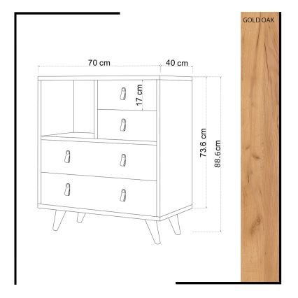 Kast FALLOW 89x70 cm wit/bruin