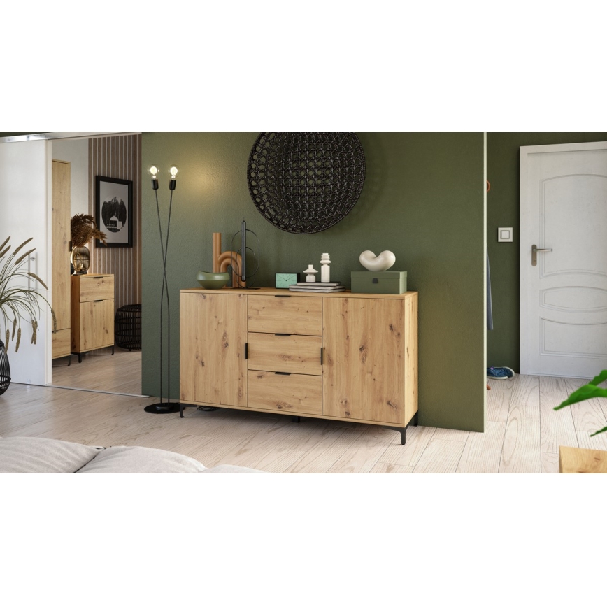 Kast met lades en kleine deur LORA eiken artisan