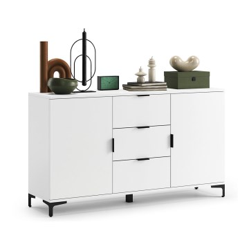 Kast met lades en kleine deur LORA wit