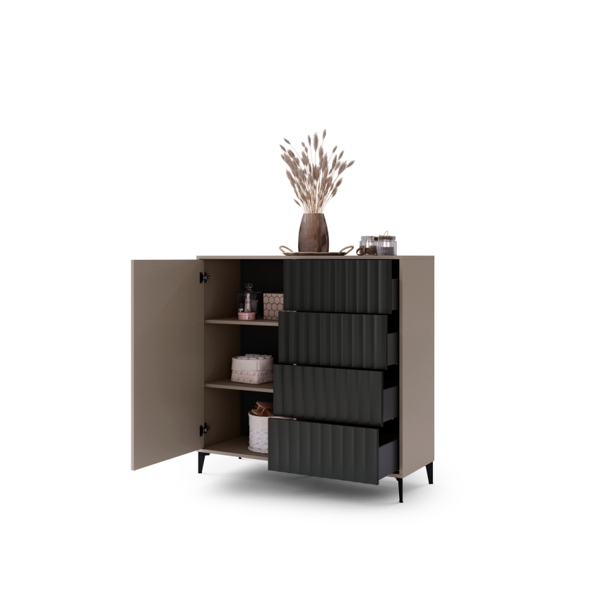 Kast met lades RONJA taupe/zwart