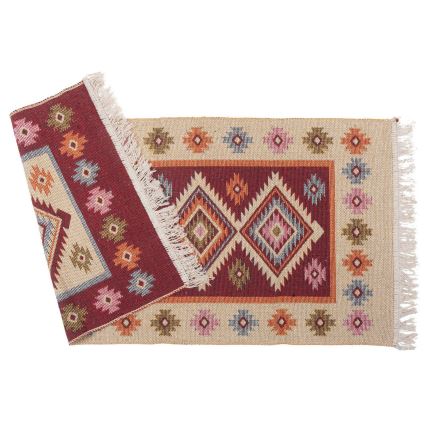 Keerbaar oriëntaals vloerkleed KILIM 80x150 cm rood/beige