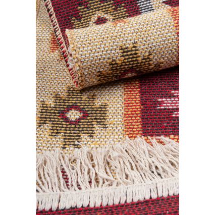 Keerbaar oriëntaals vloerkleed KILIM 80x150 cm rood/beige