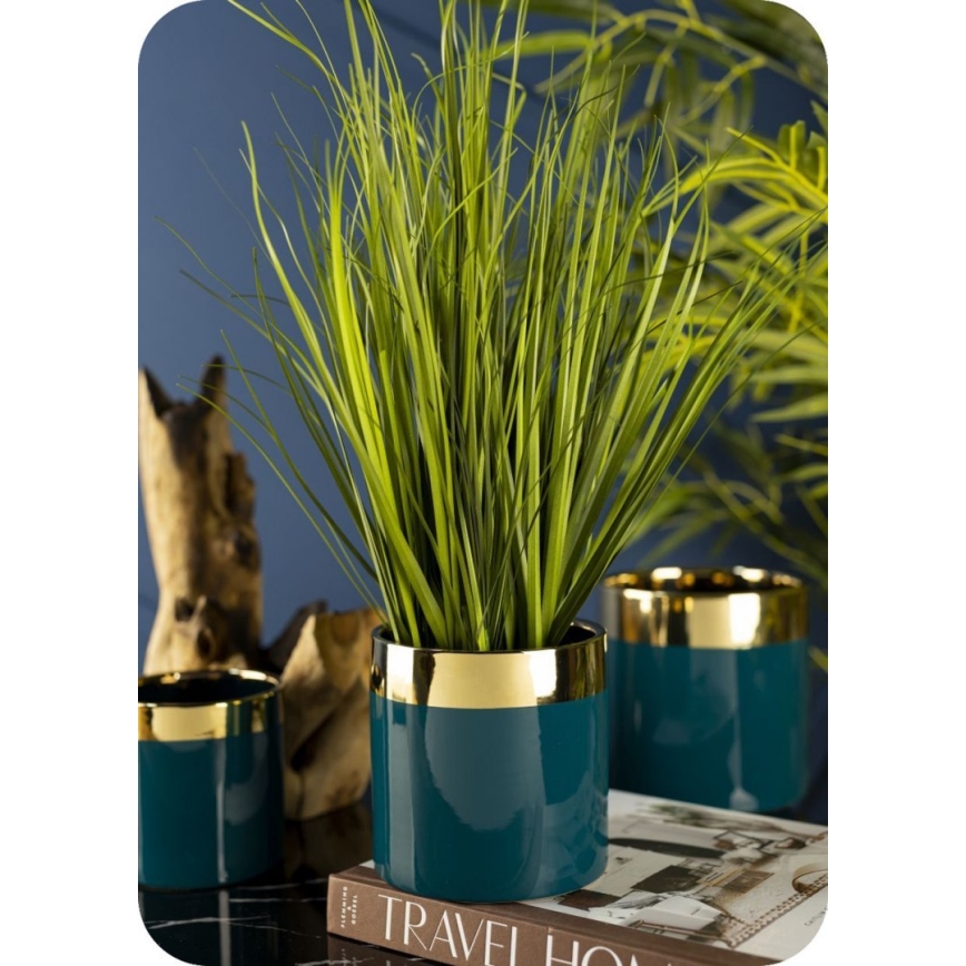 Keramische Bloempot CINDY 11x11 cm groen/goud