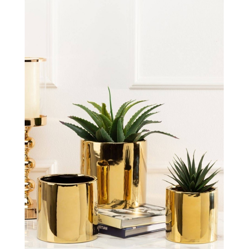 Keramische Bloempot FLORA 15x15 cm goud