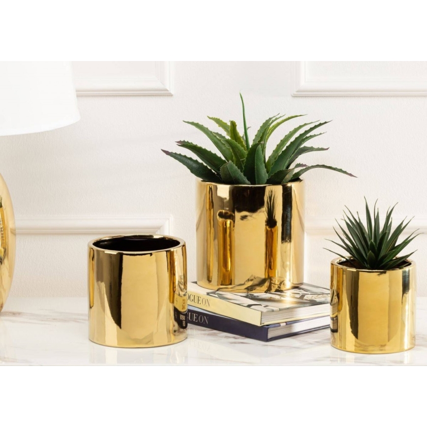 Keramische Bloempot FLORA 15x15 cm goud