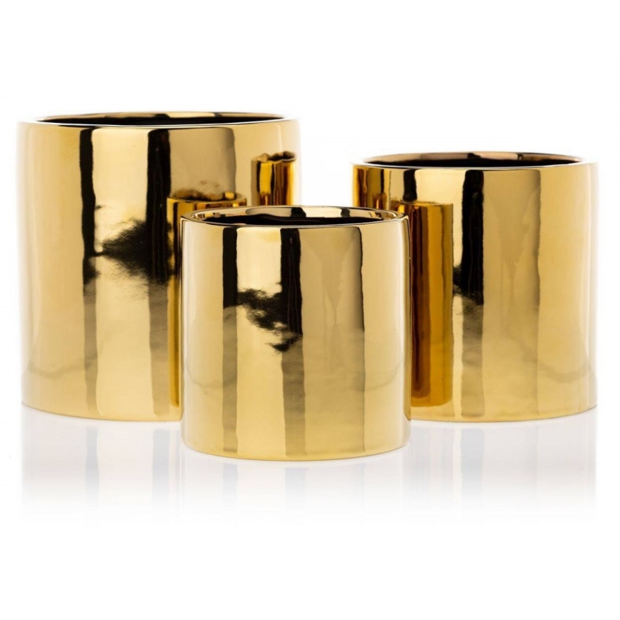 Keramische Bloempot FLORA 15x15 cm goud
