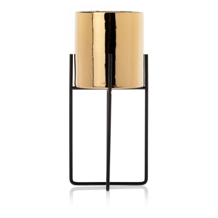 Keramische Bloempot FLORRI 23,6x10,4 cm zwart/goud