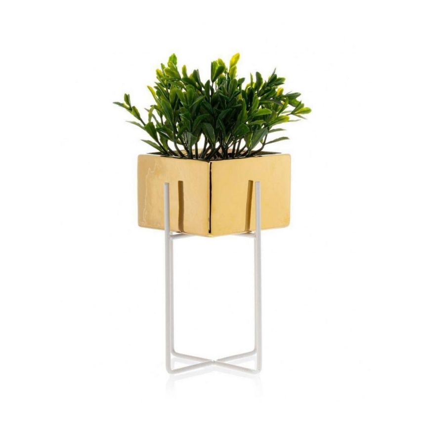 Keramische Bloempot MIZU 20,4x12,1 cm goud/wit