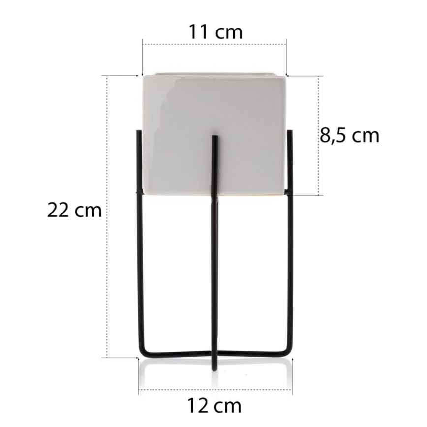 Keramische Bloempot MIZU 22x12 cm wit/zwart