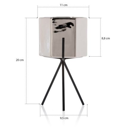 Keramische Bloempot SASHI 20x11 cm zilver