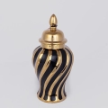 Keramische pot 30x14,8 cm goud/zwart