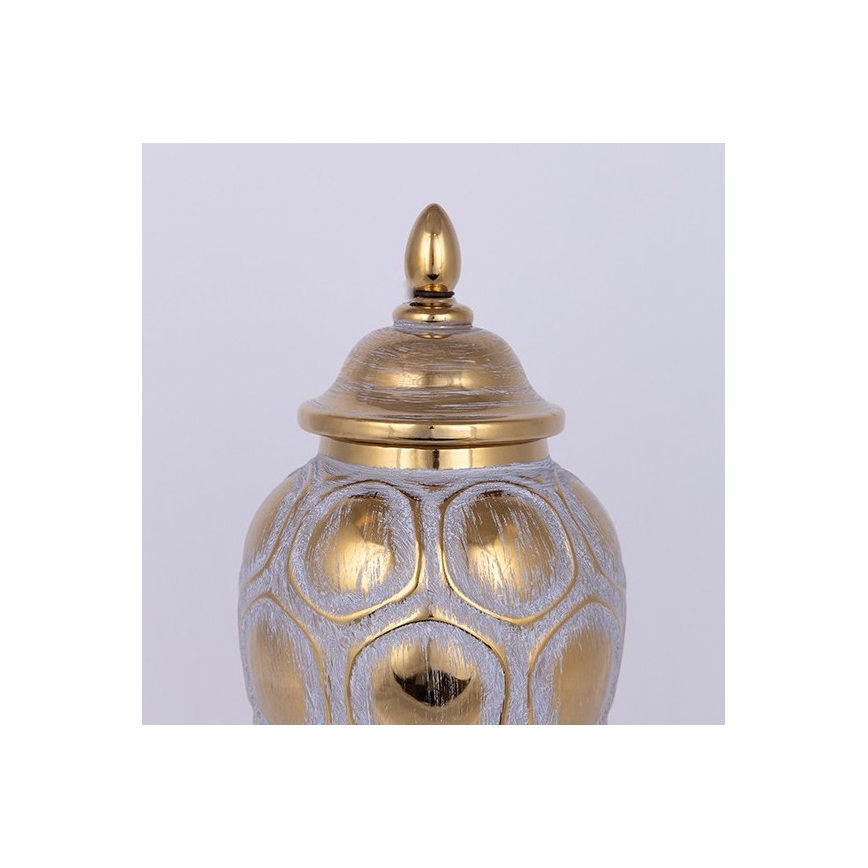 Keramische pot 35x18,5 cm goud/grijs
