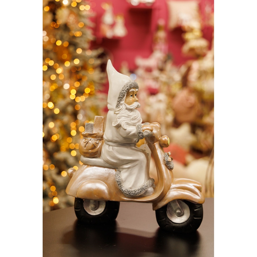 Kerstversiering 33 cm Kerstman met een motorfiets