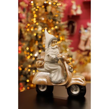 Kerstversiering 33 cm Kerstman met een motorfiets