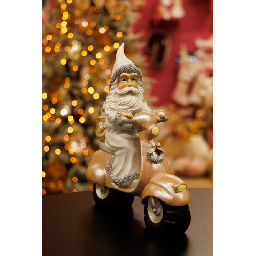 Kerstversiering 33 cm Kerstman met een motorfiets