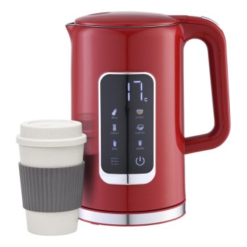 Ketel met LCD scherm 1,7 l 2200W/230V rood + reisbeker 450 ml
