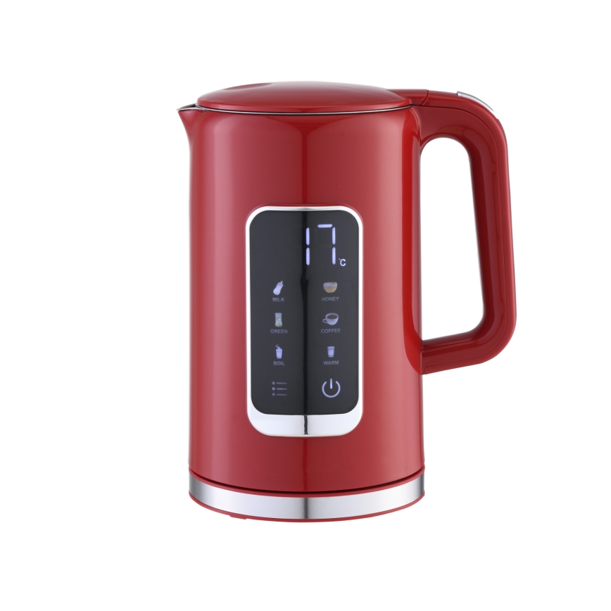 Ketel met LCD scherm 1,7 l 2200W/230V rood + reisbeker 450 ml