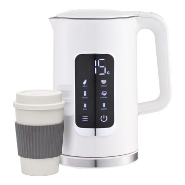 Ketel met LCD scherm 1,7 l 2200W/230V wit + reisbeker 450 ml