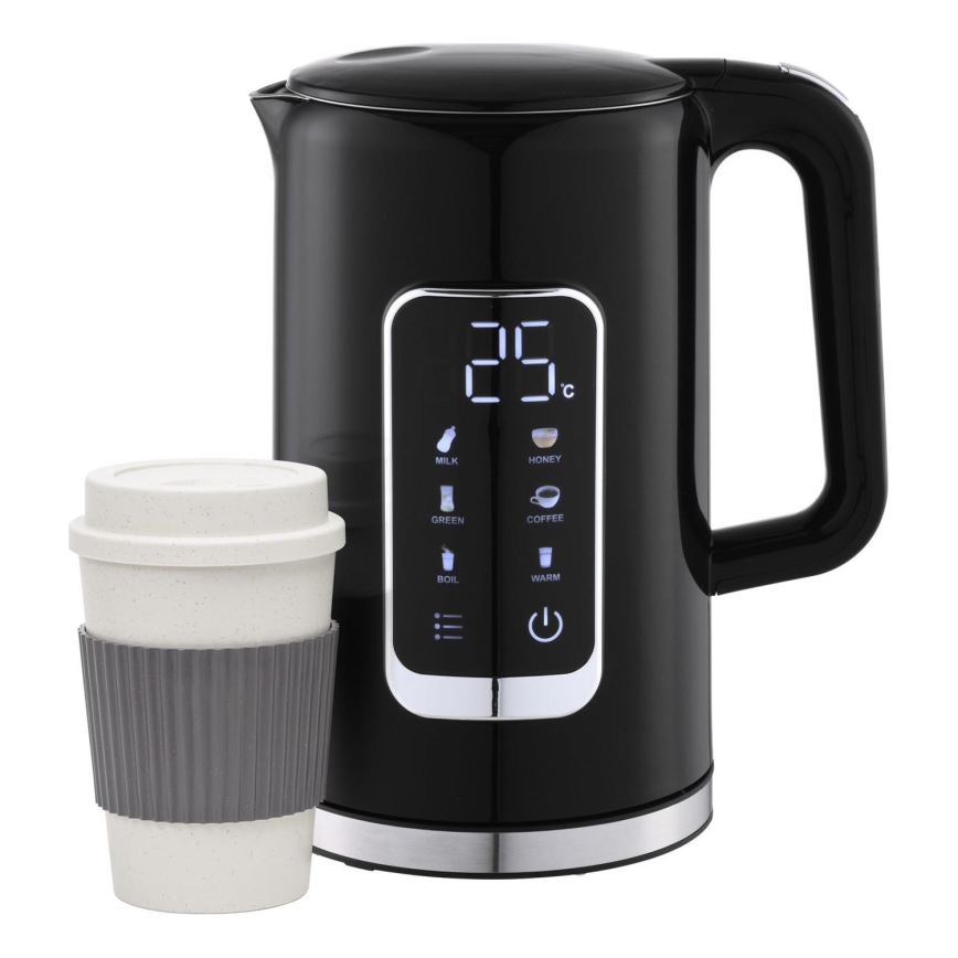 Ketel met LCD scherm 1,7 l 2200W/230V zwart + reisbeker 450 ml