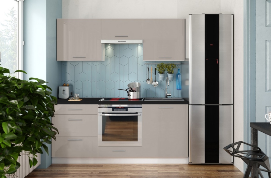 Keuken CELESTE 180 cm glanzend taupe