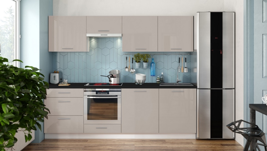Keuken CELESTE 240 cm glanzend taupe