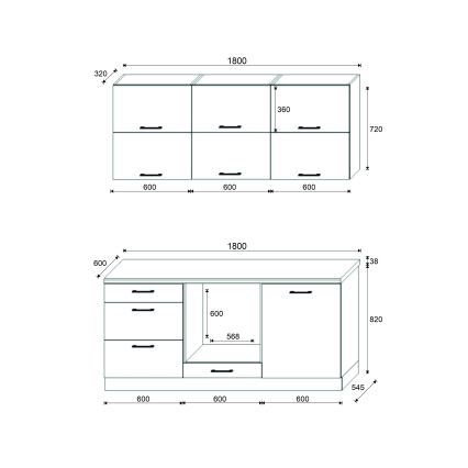 Keukenblok ELISE 180 cm grafiet