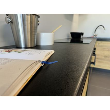 Keukenblok MARINA 180 cm craft eiken/glanzend zwart
