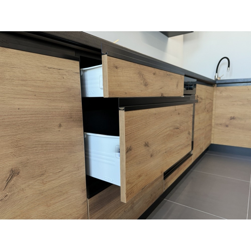 Keukenblok MARINA 240 cm in craft eiken