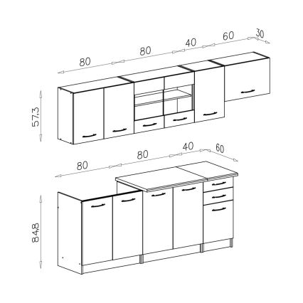 Keukenblok MARISA 260 cm Sonoma eiken